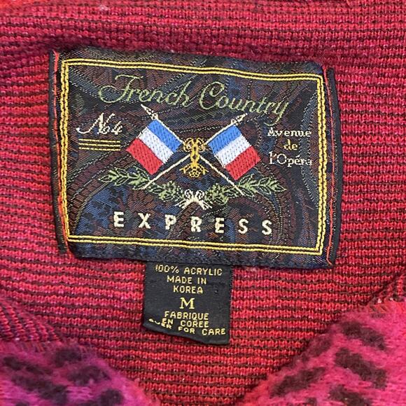 VTG Express French Country Medium Pullover Fleece Jacket Baja Hippie Hoodie - Picture 7 of 8